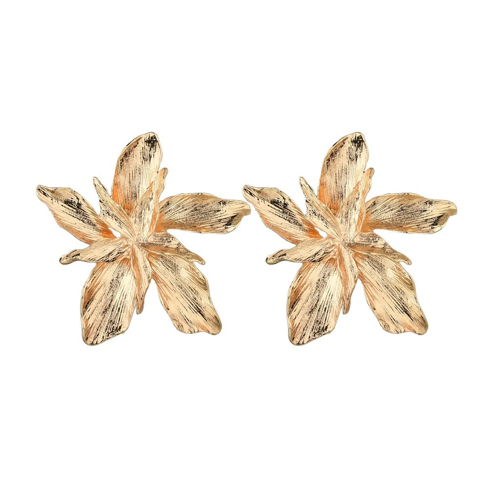 Exaggerated Large Flower Stud Earring Trendy Alloy Gold Color Earrings For Women Fashion Jewelry Party Earrings Gift