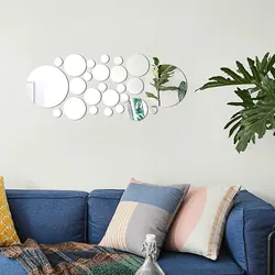 26PCS Geometric Circular Crystal Mirror Wall Sticker DIY Bedroom, Living Room Decoration, Home Decoration