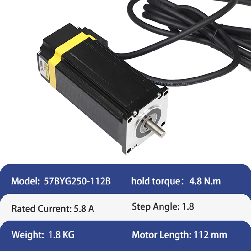 The closed-loop stepper motor provides a high torque of 3.0N.m for a 112mm body length through its hybrid servo system.