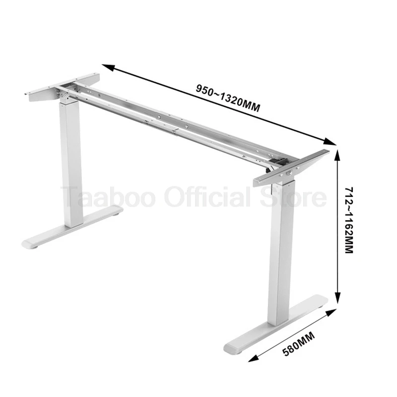 Adjustable Electric Standing Desk Frame Height Length Stand Up Shelf Lifting Computer Table Stand for Home Office(Only Frame)