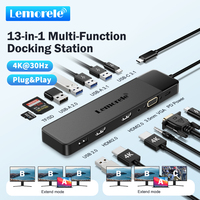 Lemorele USB C HUB 13-in-1 Docking Station 4K30Hz HDMI USB3.0 PD100W RJ45 VGA SDTF USB Splitter for Laptop Macbook Pro Air iPad