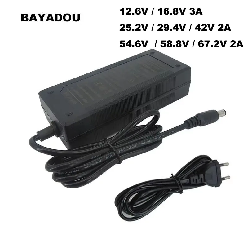 12V 24V 36V 48V 52V 60V 2A Lithium Charger 6S 25.2V 7S 29.4V 8S 33.6V 10S 42V 50.4V 13S 54.6V 14S 58.8V Li-ion Battery Charger