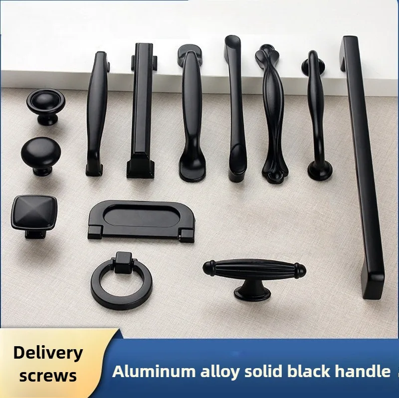 1 Stück schwarze Griffe aus Aluminiumlegierung für Möbel, Schrankknöpfe und Küchengriffe, Schubladenknöpfe, Schrankgriffe, Schrankknöpfe