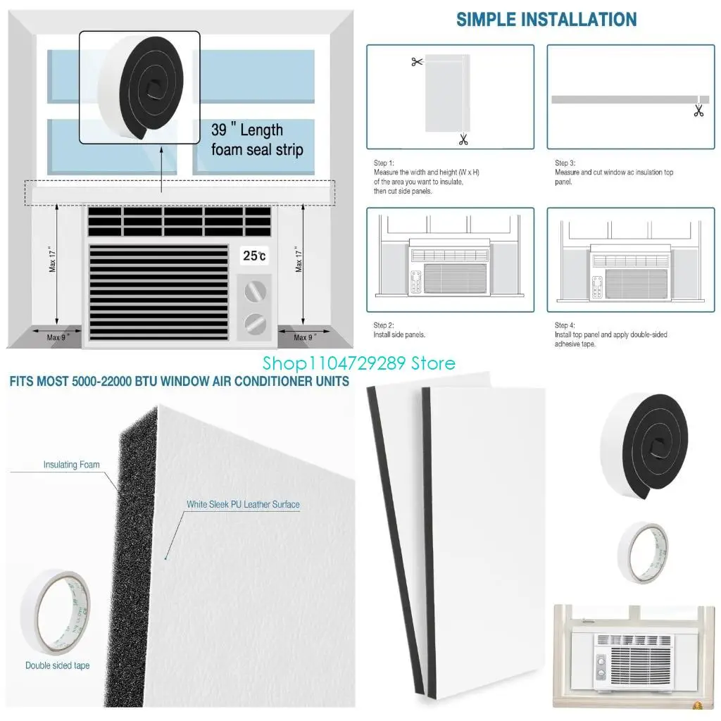 

D8KE Window Air Conditioner Protective 2 Panels 1 Liner 1 Tape Roll