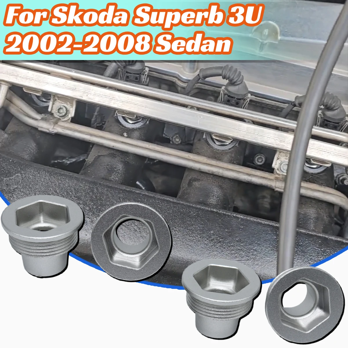 4 buah/set cangkir masukan injektor bahan bakar aluminium Upgrade untuk Skoda Superb 3U 2002-2008 Sedan 1.8T Aksesori suku cadang pengganti
