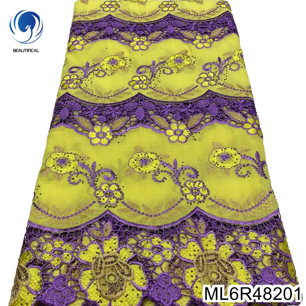 

Swiss Voile Lace Classic Vintage Embroidery Be Sought After African Rhinestones Cotton Fabric Women's Formal Dress ML6R482