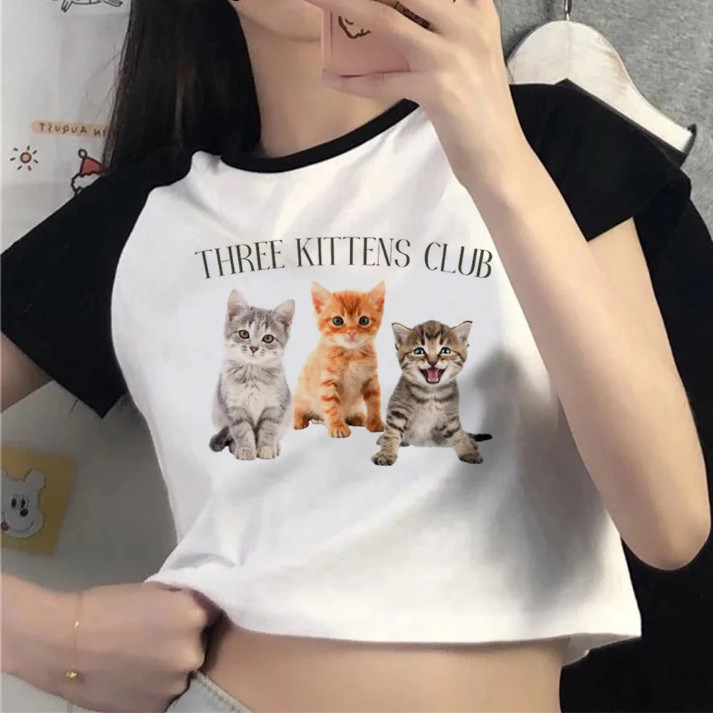 

The Kitten Club cyber y2k fairy grunge hippie crop top Female gothic Kawaii Harajuku tee crop top