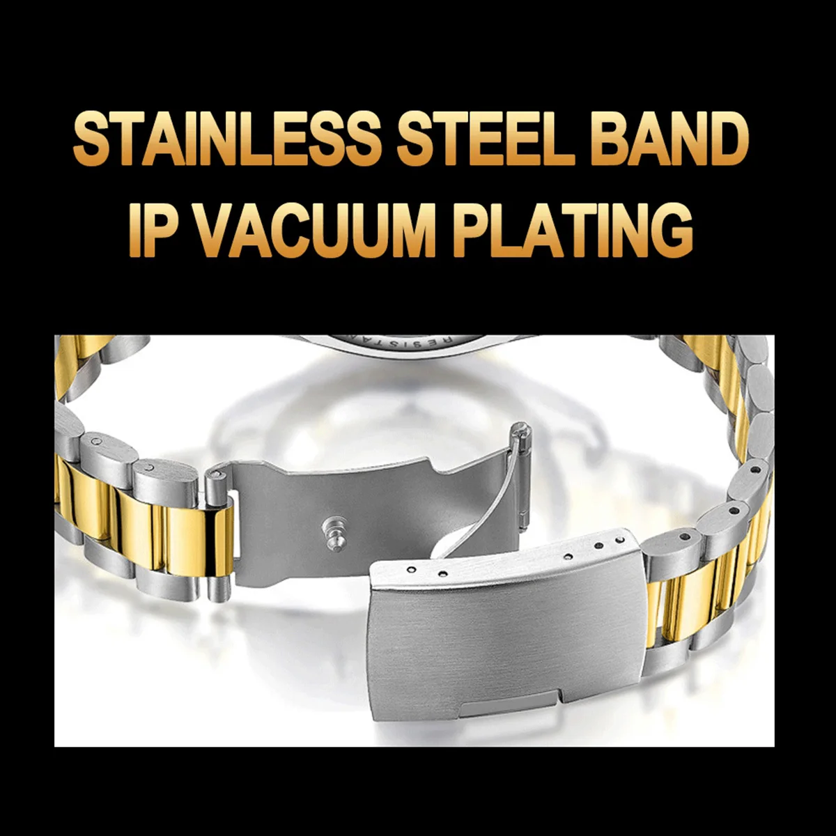 ساعة كوارتز رجالية كلاسيكية بحزام من الفولاذ المقاوم للصدأ نمط عمل غير رسمي 40 ملم قرص ذهبي أسود 3Bar سلسلة مقاومة للماء ساعات reloj