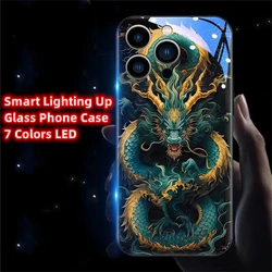 Green Dragon Circles Sound Music Control Led Light Glowing Phone Case For Samsung S26 S25 S24 S23 S22 S21 S20 FE Plus Ultra