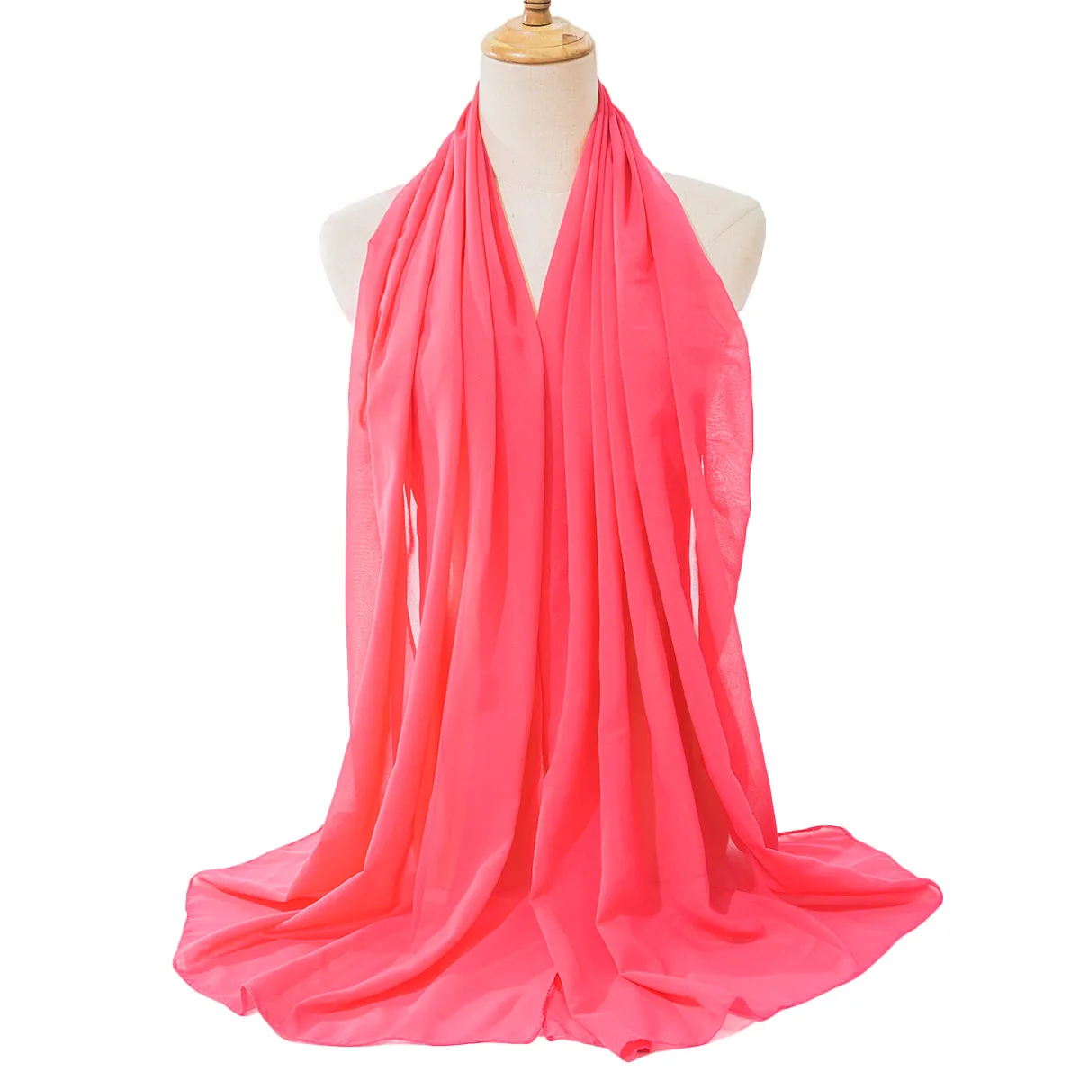 Solid color chiffon scarf breathable simple casual shawl hijab windproof sunscreen head wrap for women women abaya accessories