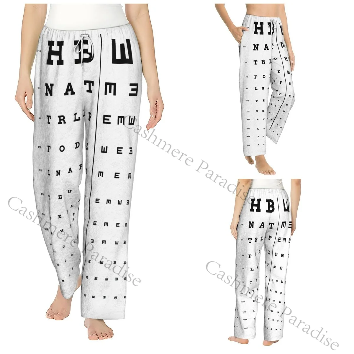 

Glasses Front Eye Chart Women Sleep Pants Warm Flannel Lounge Pants for Winter Nights