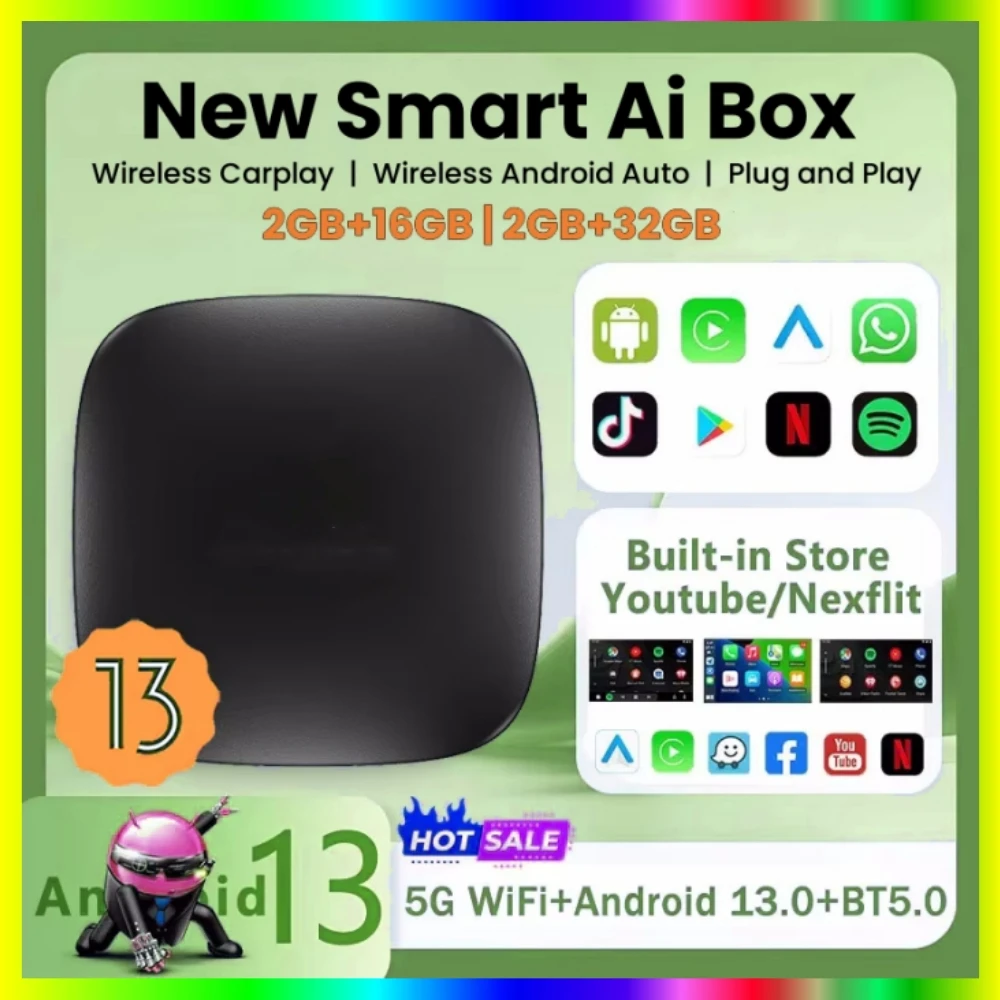 CarPlay Ai Box Android13 Tv Box Support Netflix YouTube Wireless Carplay Android Auto Car Intelligent Systems for Wired Carplay