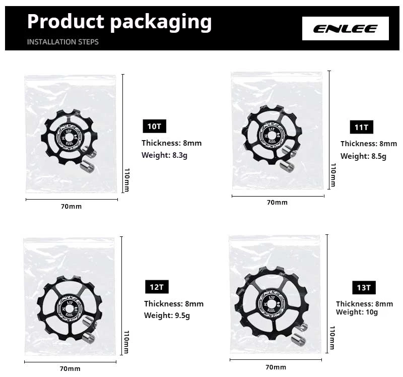 ENLEE Mountainbike Rennrad Schaltwerk-Rad Leichtgewichtige Aluminiumlegierung mit Keramiklagern 10-13T Schaltwerk-Rad – Detail 17