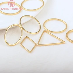 (3589)14MM 18MM 20MM 24K Gold Color Plated Brass Round Star Shape Closed Rings High Quality Diy Jewelry Accessories