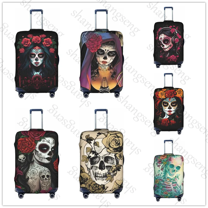 

Thick Elastic Luggage Protective Cover Zipper Suit For 18-32 inch Bag Suitcase Covers Travel Accessories Tang Skull Flower