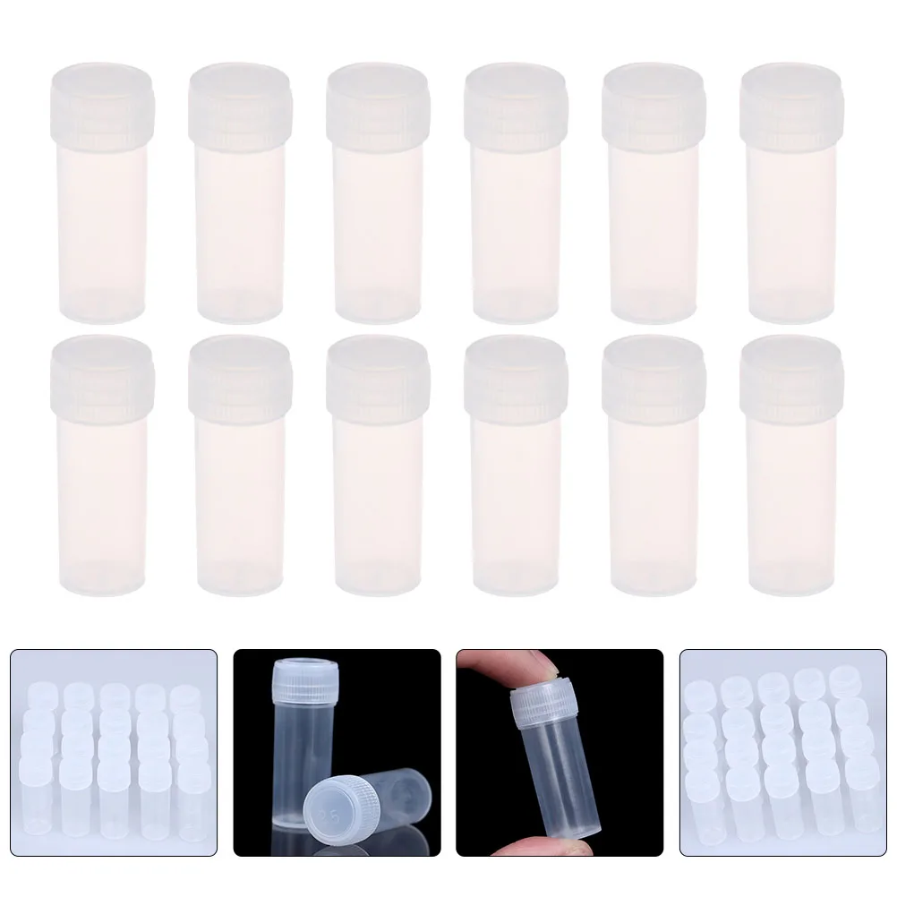 

50pcs Medicine Bottle 5ml Plastic Transparent Prescription Vials Refillable Containers Clear Dispensing Sample Bottles