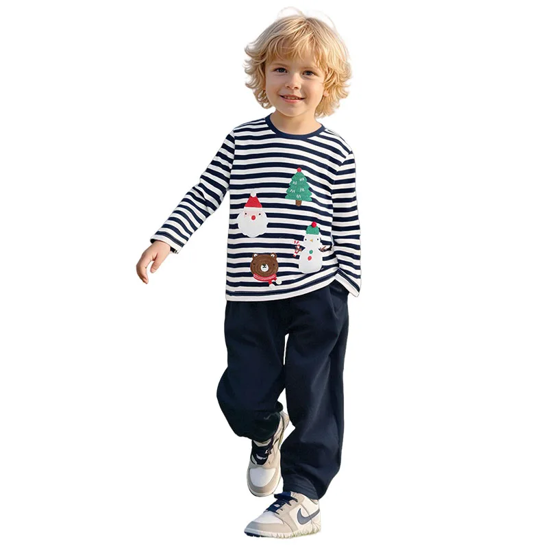 

2-7T Christmas Snowman Trees Long Sleeve Boys Tshirts For Autumn Spring Children's Clothes Baby Blouse Cotton Kids Fashion Tops