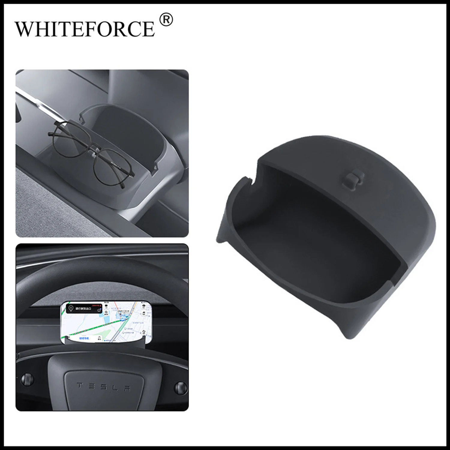 For Tesla Model 3 Highland 2023-2024 Steering Wheel Cell Phone Navigation Holder Model 3+ Silicone Glasses Case Full Fit Holder