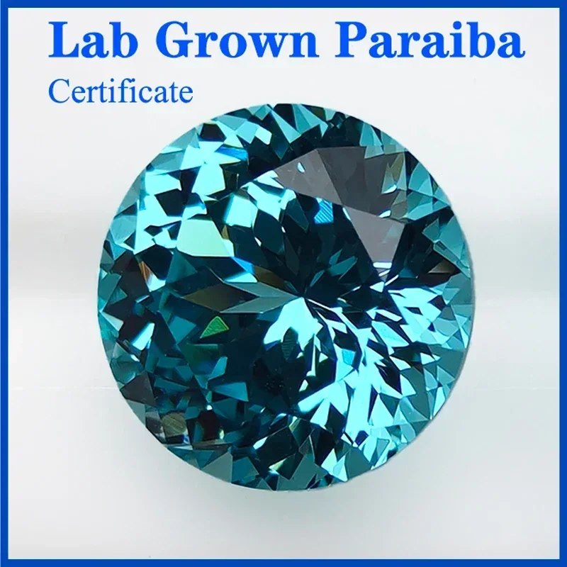 

Top Lab Grown Paraiba Round Shape 100 Faceted Cut VVS1 Gemstone Charms Diy Jewelry Making Materials Selectable AGL Certificate