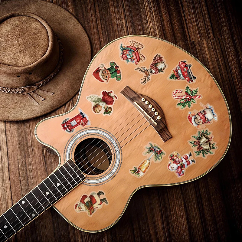 50 قطعة ريترو لطيف سانتا كلوز ملصقات عيد الميلاد هدية عيد الميلاد صندوق جراب هاتف دفتر أكواب مياه خوذة PET شفافة الشارات