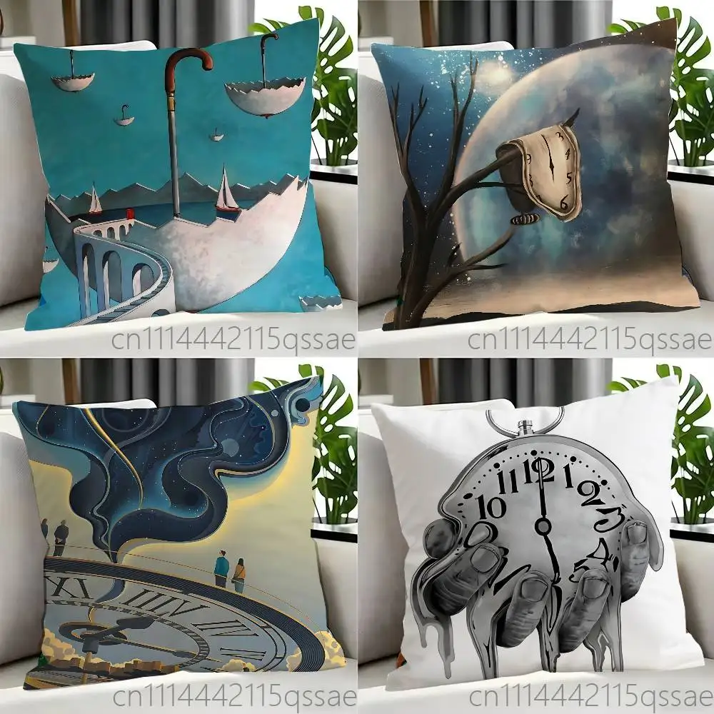 The Persistence of Memory Clocks Pillow case Organic Linen Pillow Case Double-Sided Print Cushion Cover for Sofa Home Decor Gift