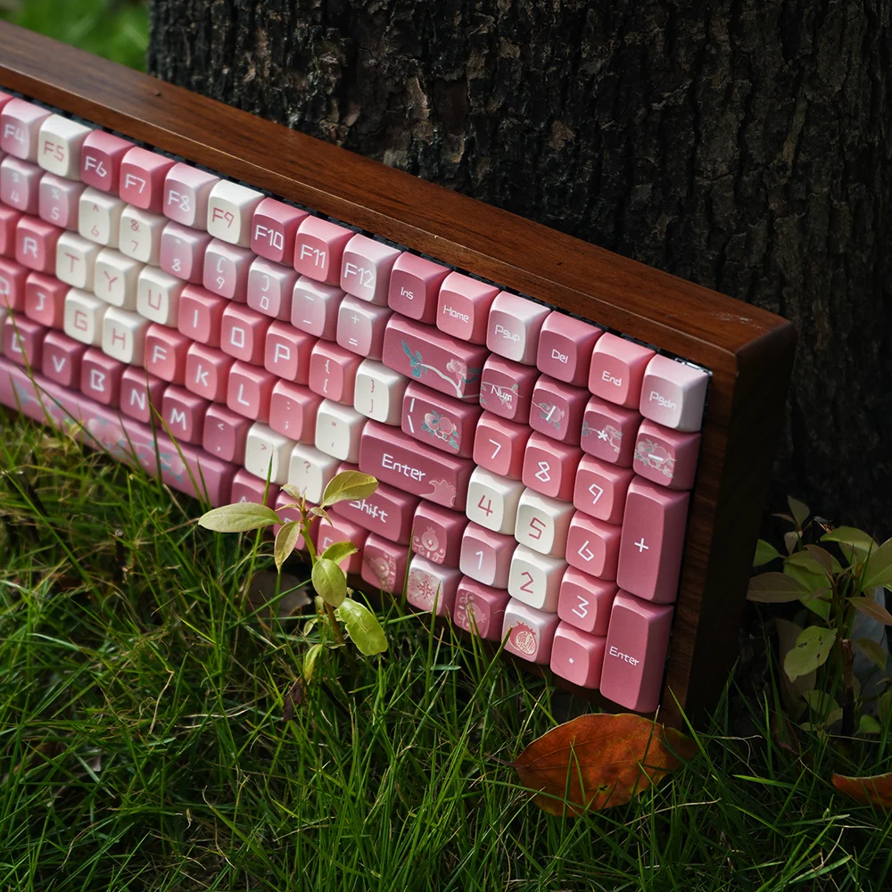 ピンクのザクロメカニカルキーボードキャップ,127キー,xdaプロファイル,サーマル,昇華型アクセサリー