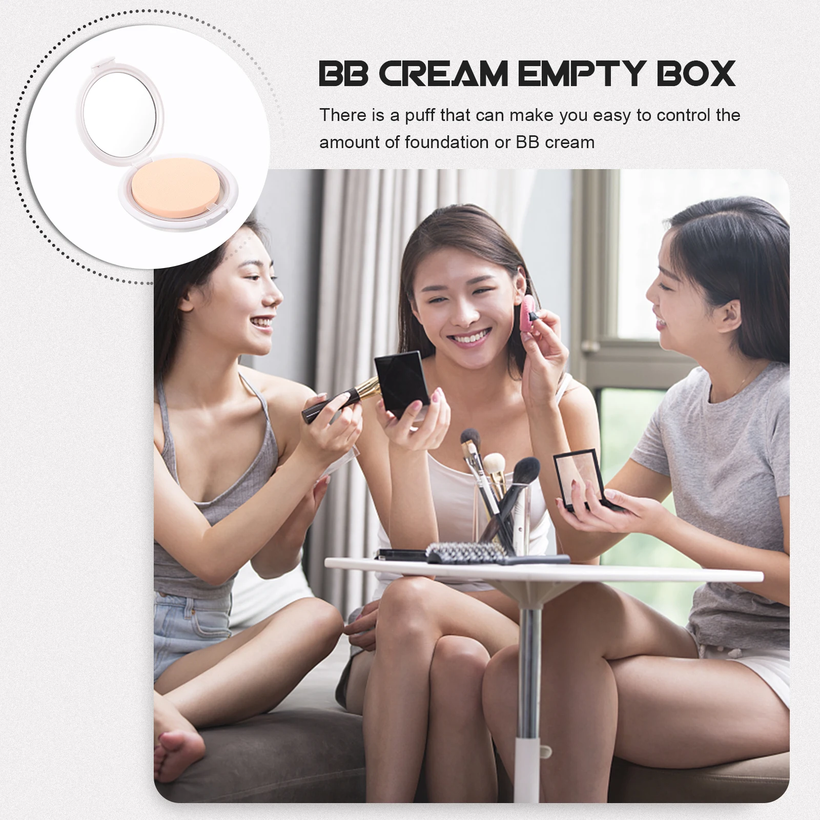 

2 Pcs Powder Packing Box Round Makeup Sponges Liquid Puff Cushion Travel Container Foundation