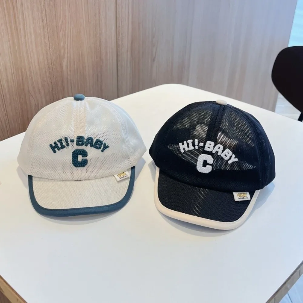 Ins Korean Baby Baseball Cap Summer Embroidered Children Peaked Hat Letter C Mesh Sports Visot Cap