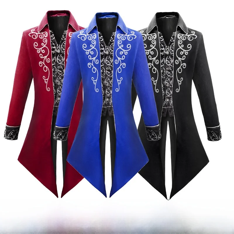 

Medieval Renaissance Tailored Coat loween Costume Long Men's Court Sle Jaet Punk Faionable Outerwear