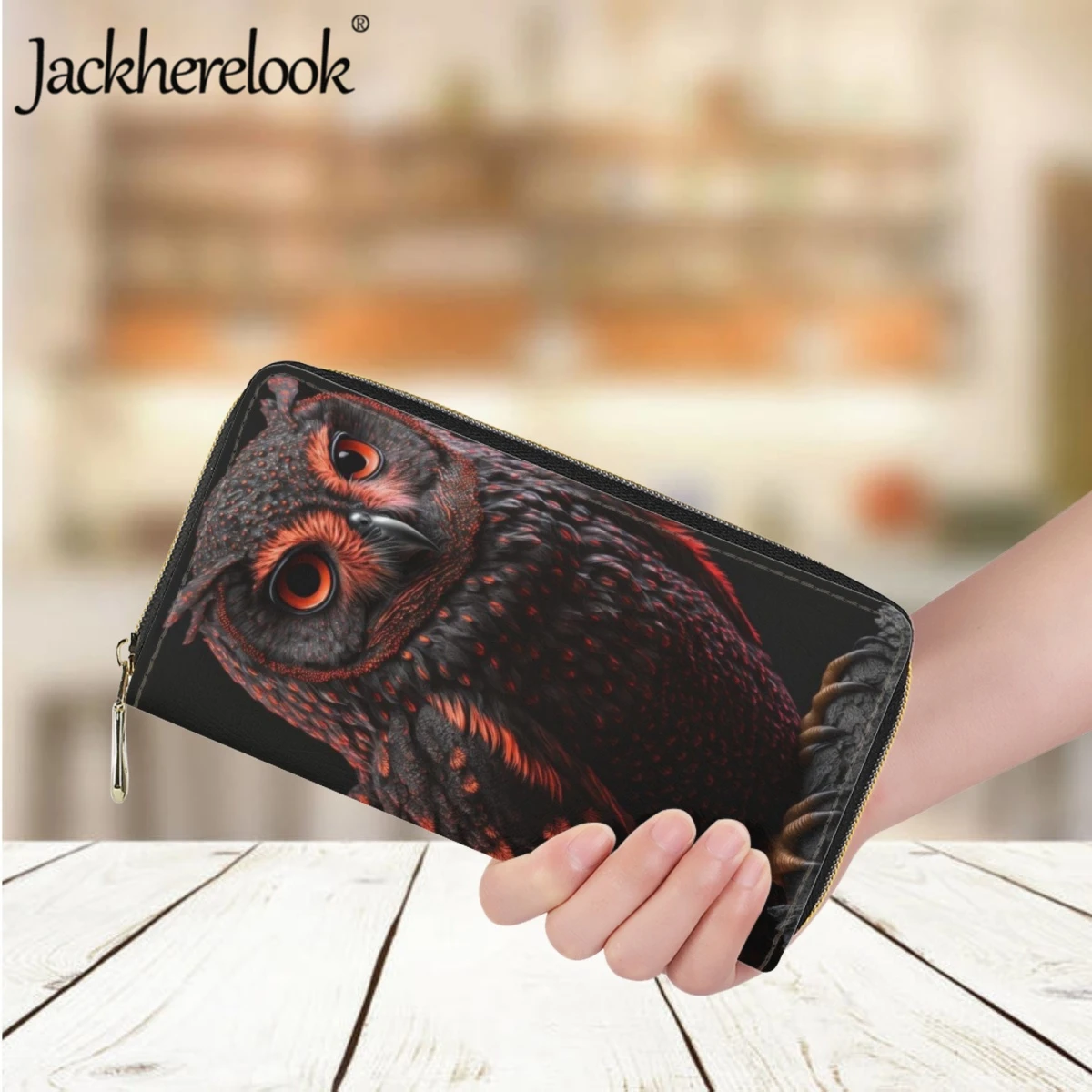 

Jackherelook Women's Leather Wallet Art Owl 3D Print Long Money Bag Ladies Luxury Brand Bank Card Holder Purse Shopping Wallets