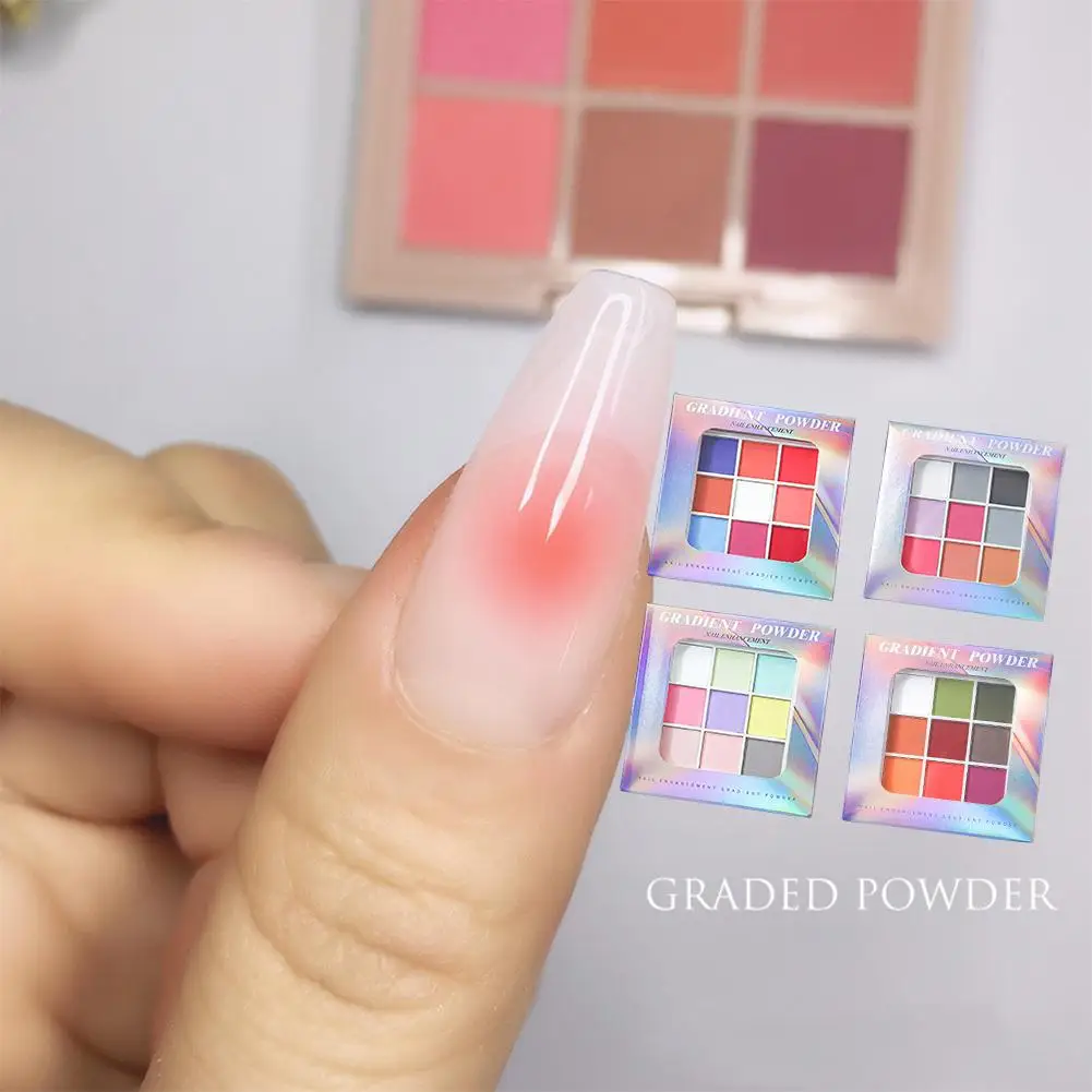 9 colori solidi accarezzanti polveri per unghie smalto UV decorazione glitter Pat opaco luccichio smalto fine manicure Deco polvere Grad D7Y4