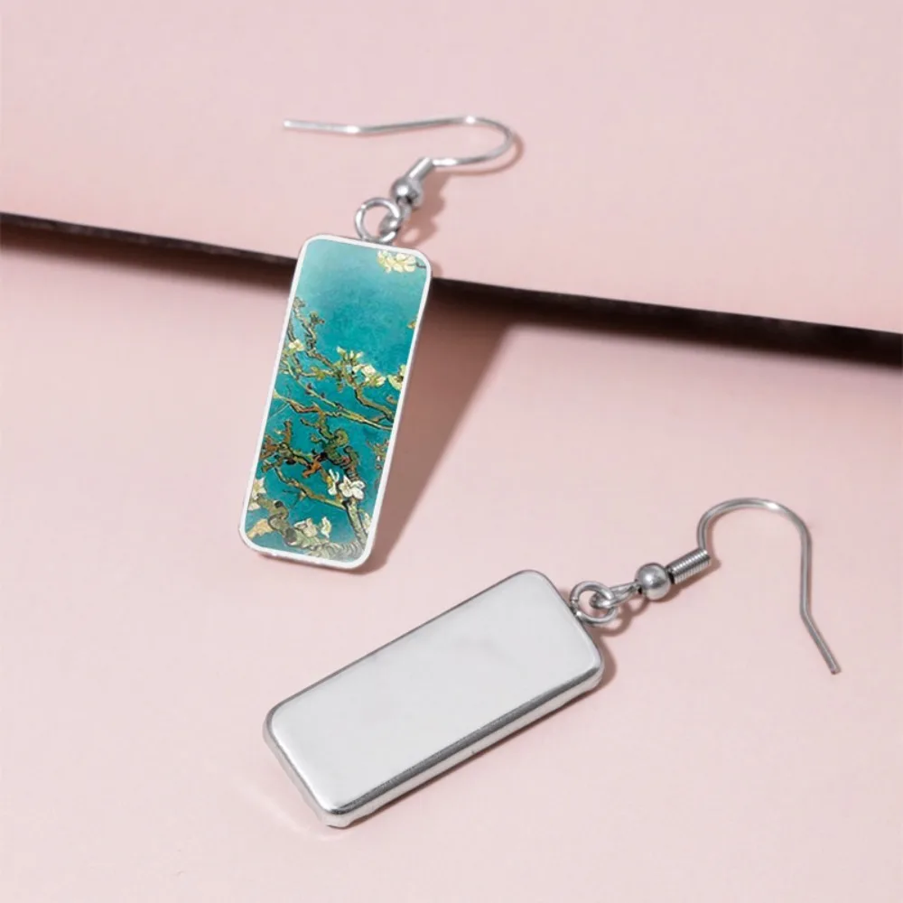 New Alloy Literary Artistic Retro Earring Creative Fashion Earrings Oil Painting Rectangle Earrings