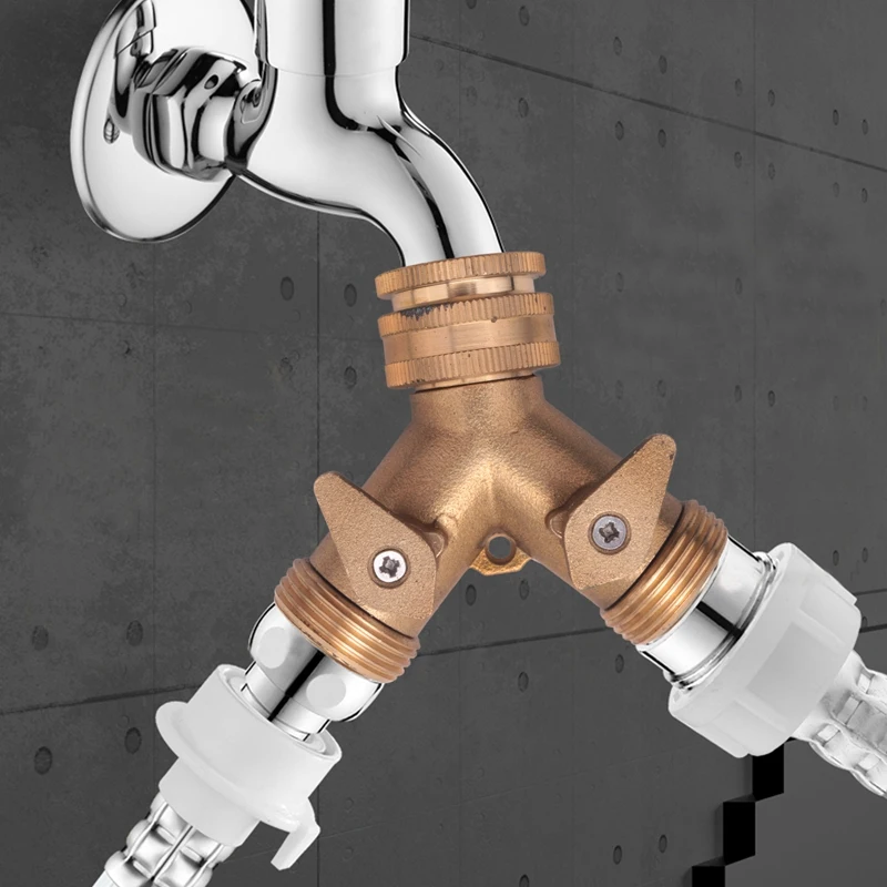 

X59A_3/4 дюйма, 2-ходовой разветвитель шланга, латунный Y-образный клапан, комплект соединителей для садового крана