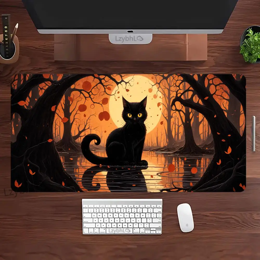 لطيف القط الأسود ماوس الوسادة Esports مكتب مكتب للحاسوب شخصي حصيرة لعبة الملحقات لوحة الماوس XXL المطاط المضادة للانزلاق HD الألعاب مكتب طويل حصيرة
