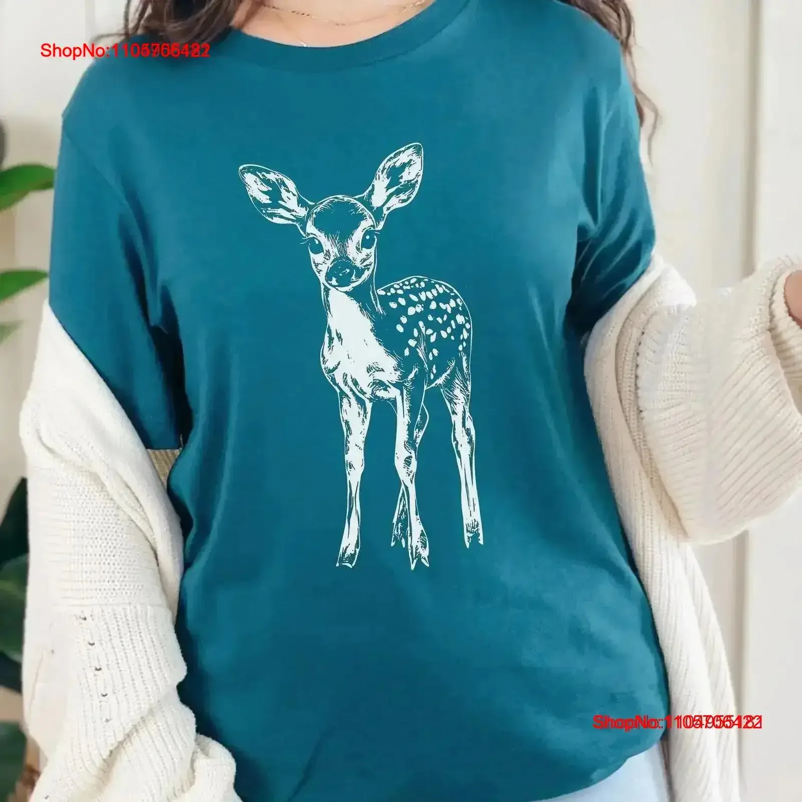 Vintage Deer Fawn T Shirt Forest Animal Nature Lover Woodland Wildlife Top Cute Aesthetic Boho Outdoor Washed Versatile