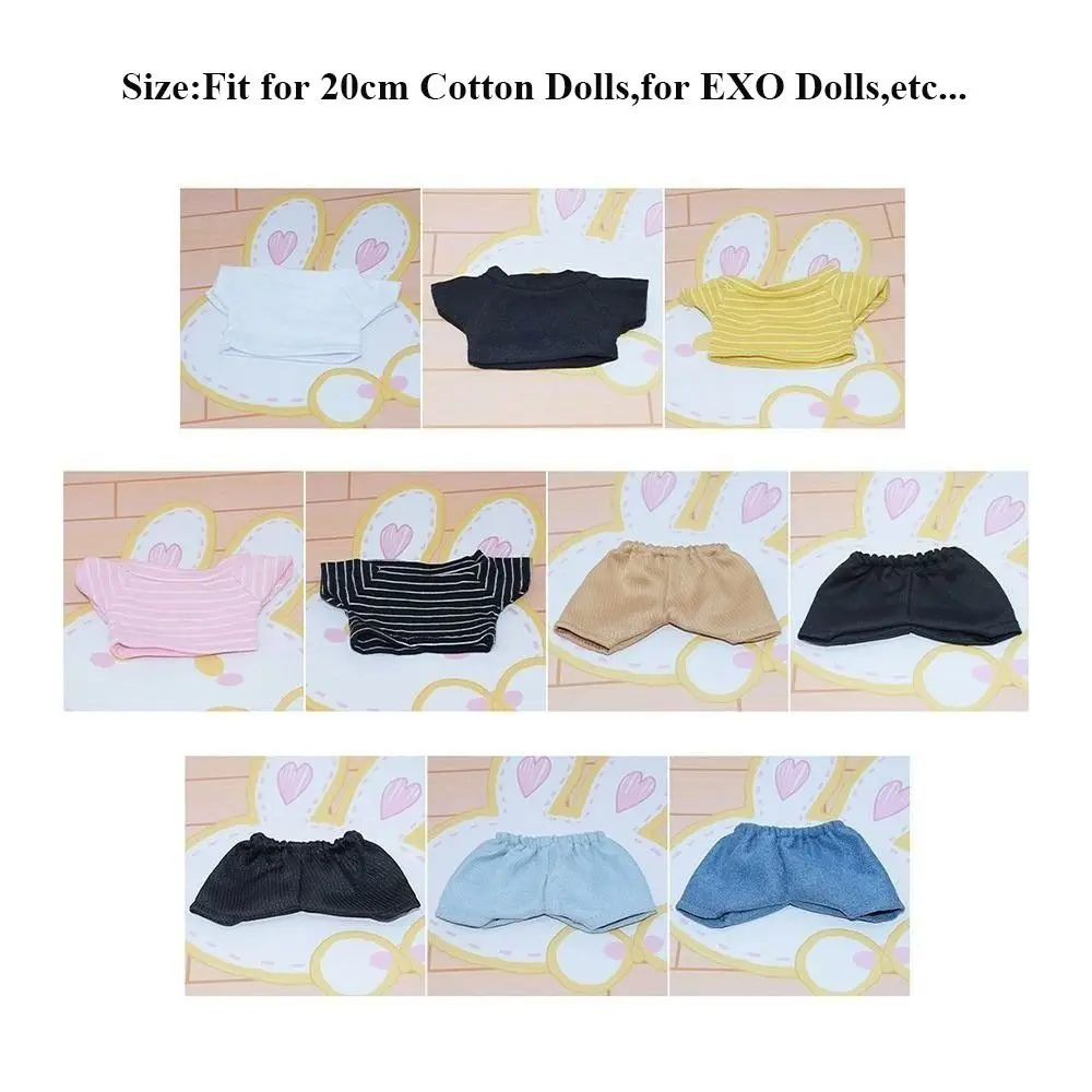 20cm Cotton Doll Clothes Fashion T-shirt Clothes Doll Jeans Pants Casual Wears Clothes for EXO Dolls Clothes Accessories