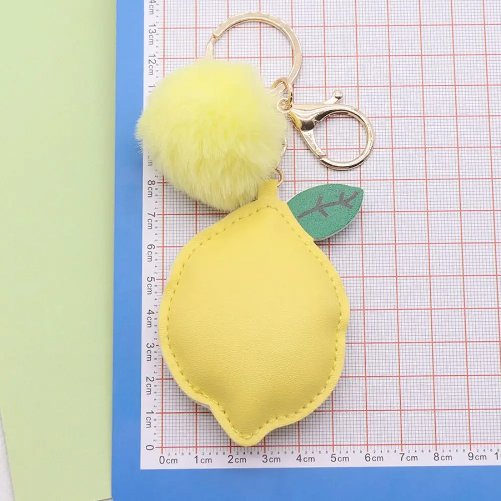 Multi-color PU Leather Lemon Keychain Car Keyring Fruit PU Leather Hanger Cartoon Fashion Bag Pendant Women