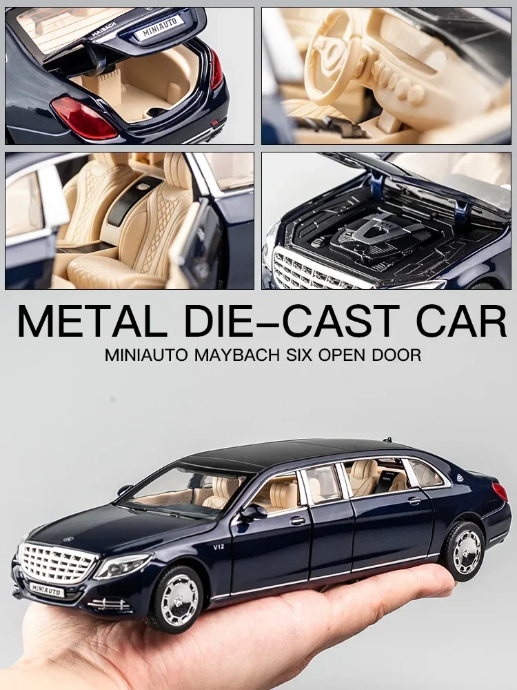 1:32 Mercedes-Benz Maybach S650 Alloy Car Model Children Toy Car Six-Door Extended Version Simulation Car Model Collection Gift