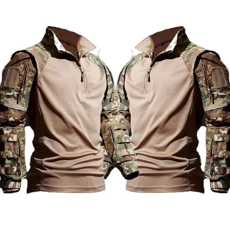 Outdoor Taktische Wander-T-Shirts für Herren, Kampf-Militär-Armee-CP-Tarnung, langärmelig, Jagd- und Klettershirt, Baumwolle, Sportkleidung – Detail 11