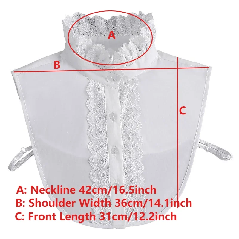우아한 셔츠 탈부착 가능한 칼라 하이 스탠드 화이트 가짜 칼라 여성용 버튼 다운 조절 가능한 가짜 칼라 액세서리