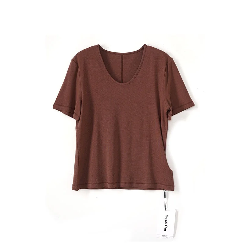 

Versatile Bodhl round Ne ort Sve T-irt Casual All-Match Women's Top Moisture ng Street Sle Spring Autumn