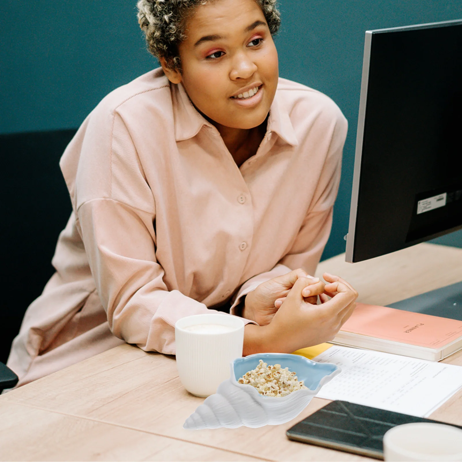 

ABOOFAN Ceramic Conch Tray Jewelry Holder Decorative Dish Key Bowl Organizer