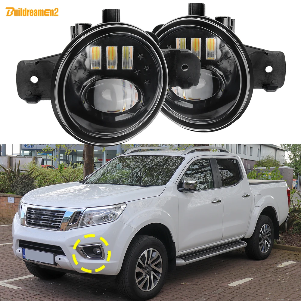 2 Pieces Upgrade Car Front Bumper LED Lens Fog Light DRL Accessories 30W H11 For Nissan Navara NP300 D23 2014-2020