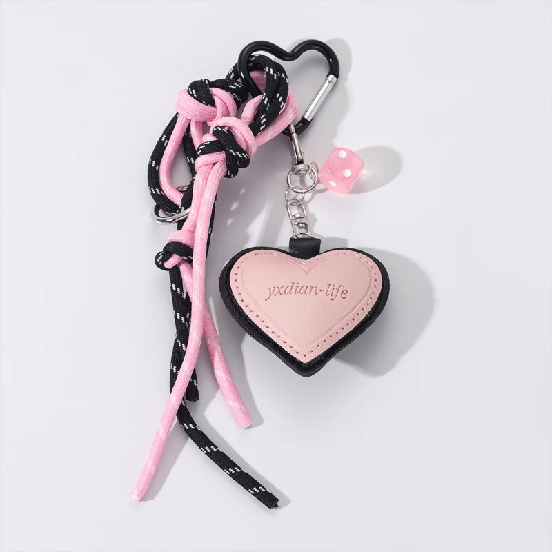Creative Glossy Leather Keyring Y2k Long Pink Dice Backpack Pendant Bag Charms Handmade Bag Purse Decor Gift