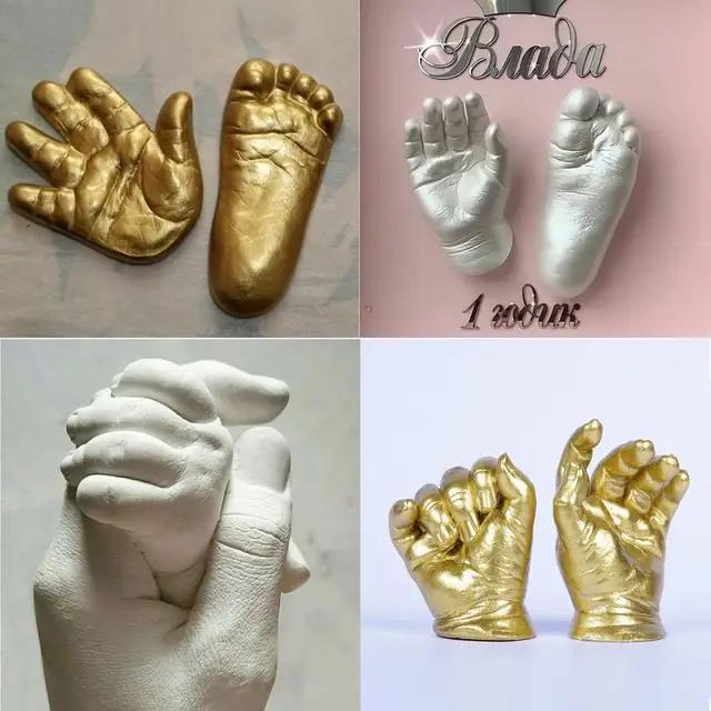 Keepsake Hands Casting Kit 3D Handprint Footprint For Babies DIY Plaster Statue Mould Set Hand Holding Craft For Couples 3