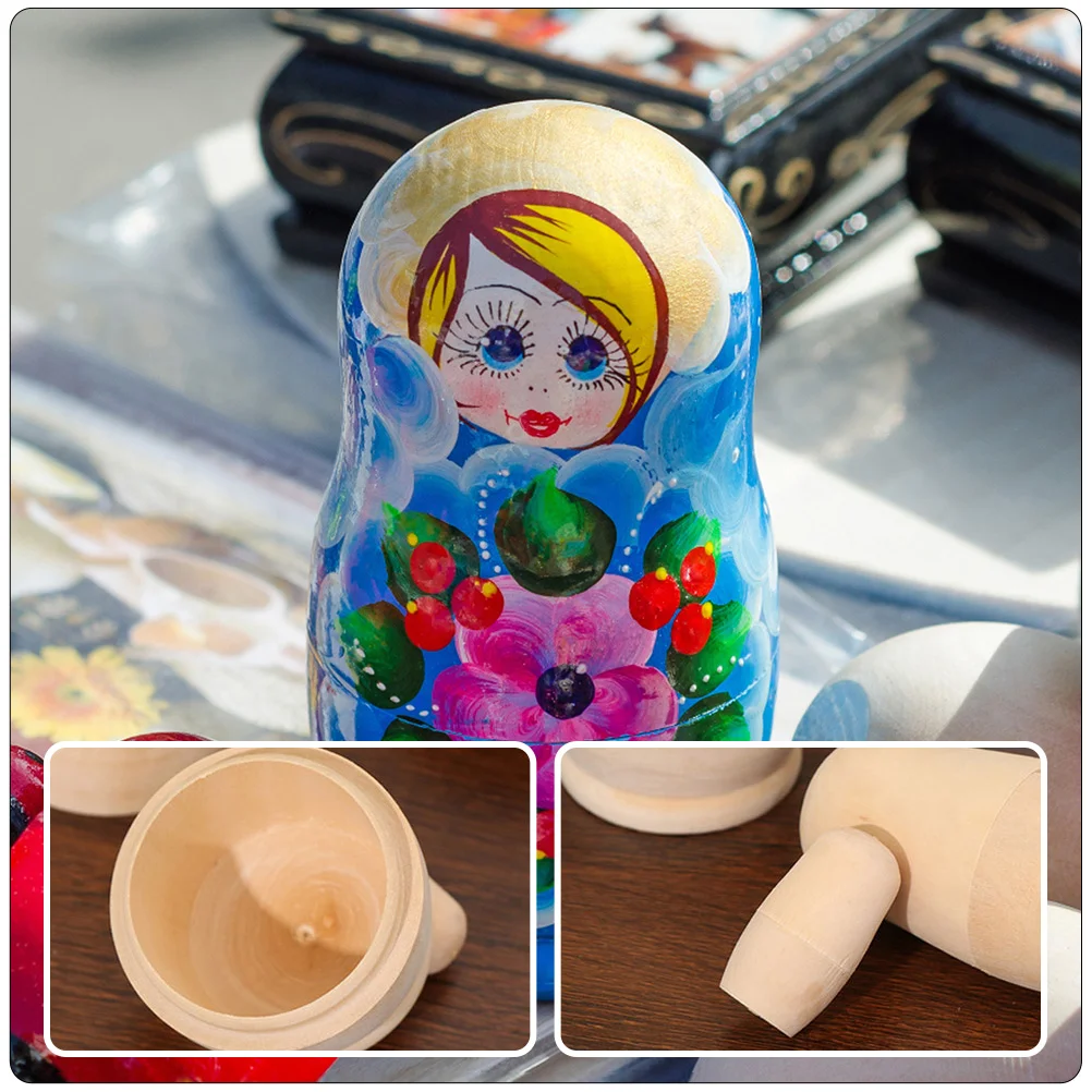 Russian Nesting Dolls To Paint White Matryoshka Unpainted Blank Kids Supplies Child Toy