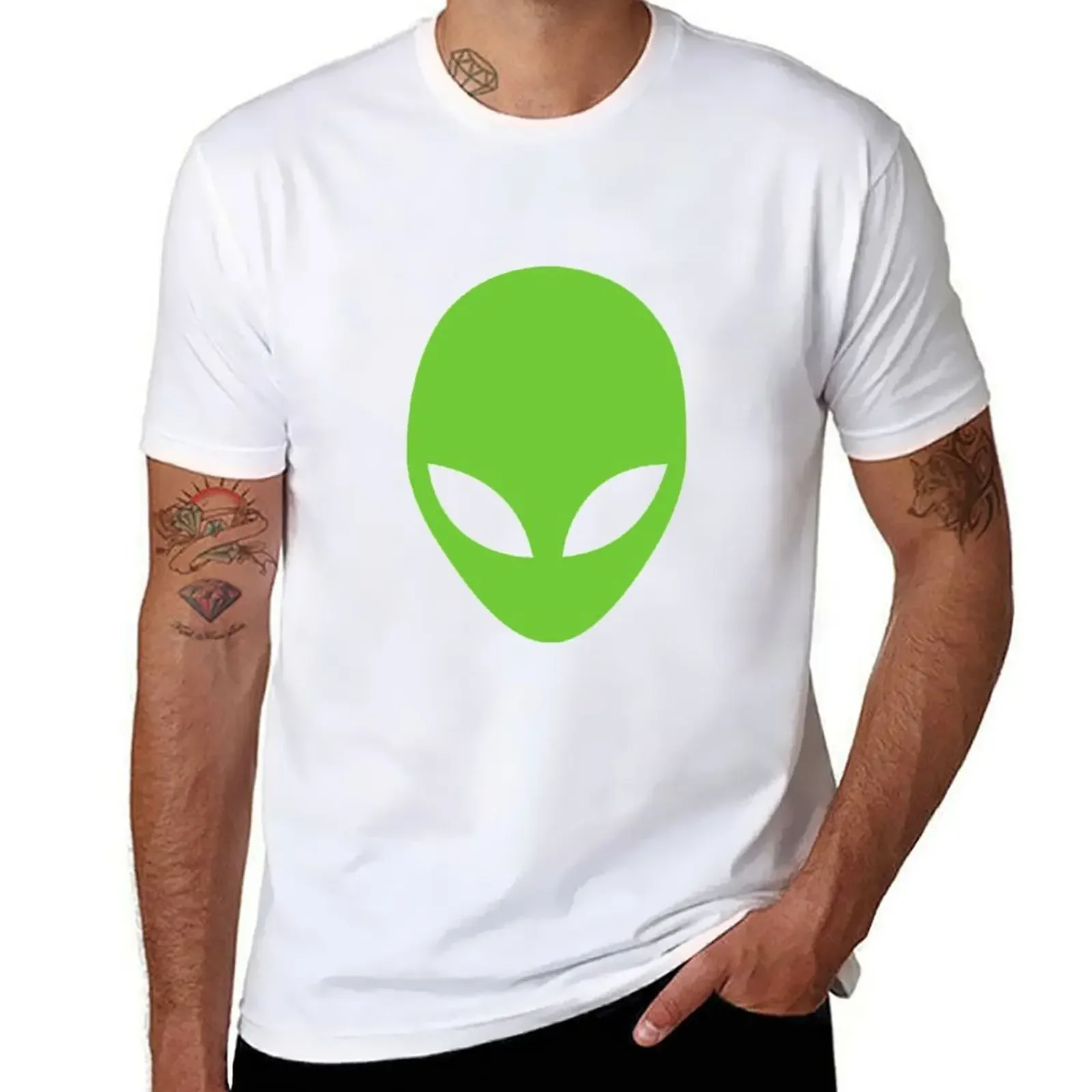 Summer customizeds sweat summer top Men's t shirts  Alien,Green Alien Head Shot T-shirt  men clothing  streetwear