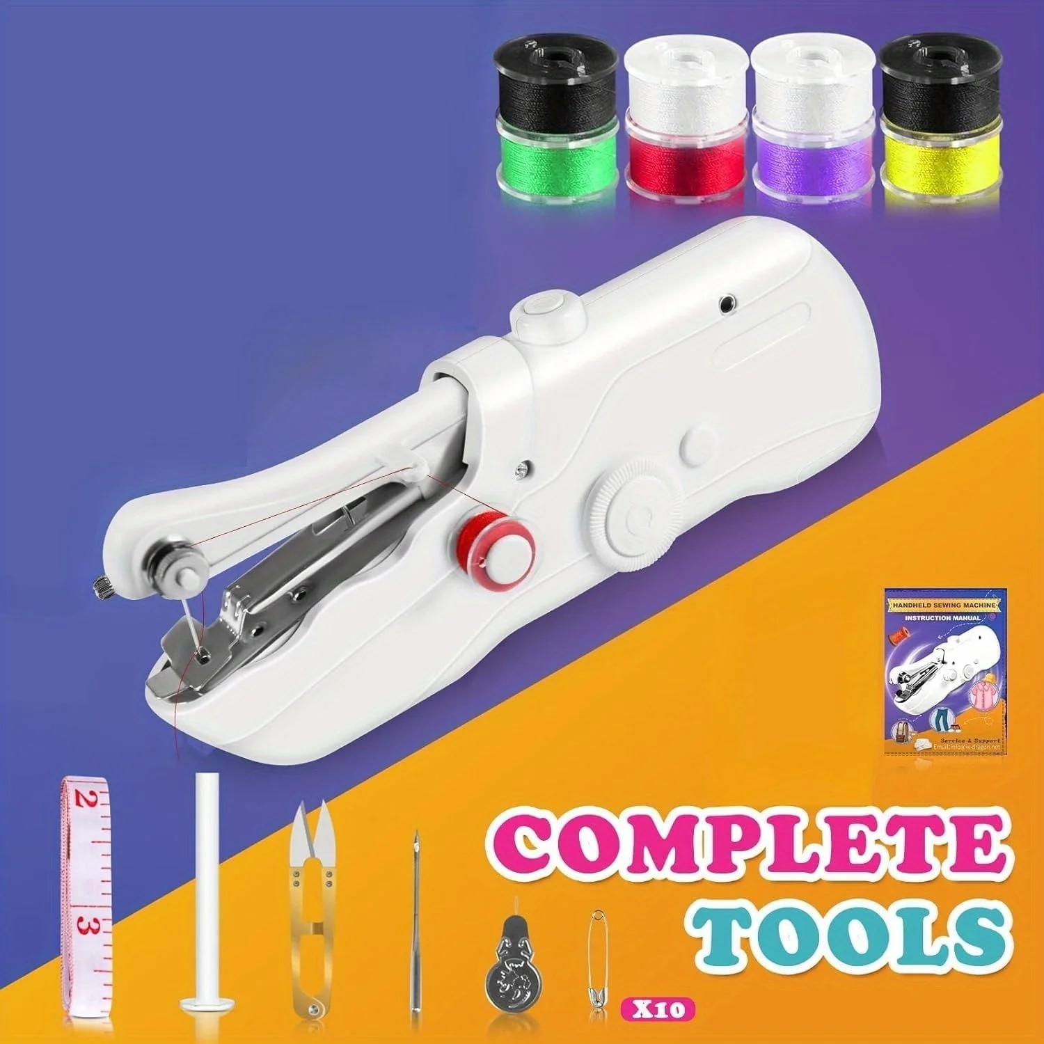 USB Portable Handheld Compact Sewing Machine Dual Power Mini Electric Device All-in-One DIY Kit Clothing Repair Travel