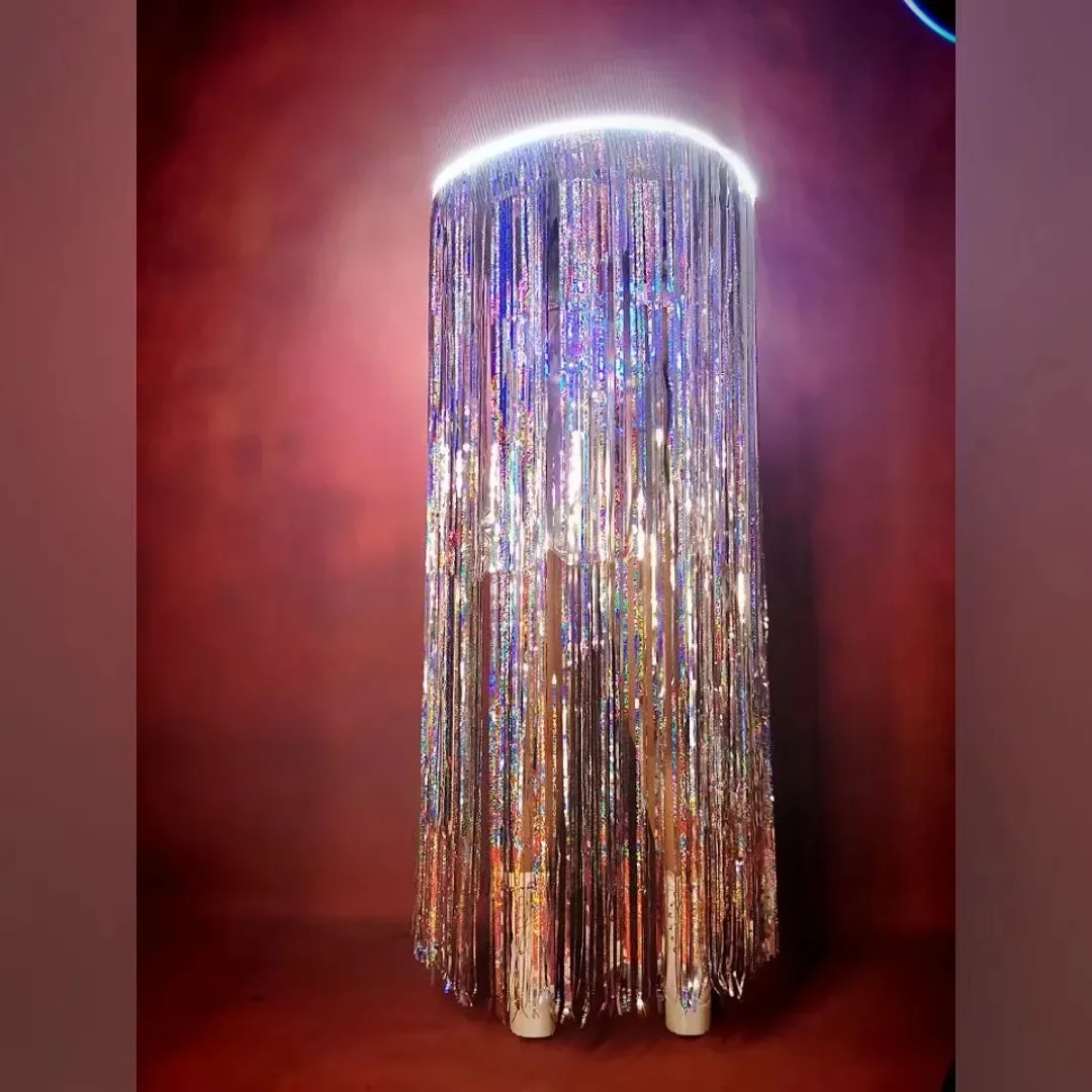 바 나이트클럽 고고 여성 가수 공연 코스튬, LED 발광 망토, 과장 술 모자, 공연 소품 바디 슈트 세트, 신제품