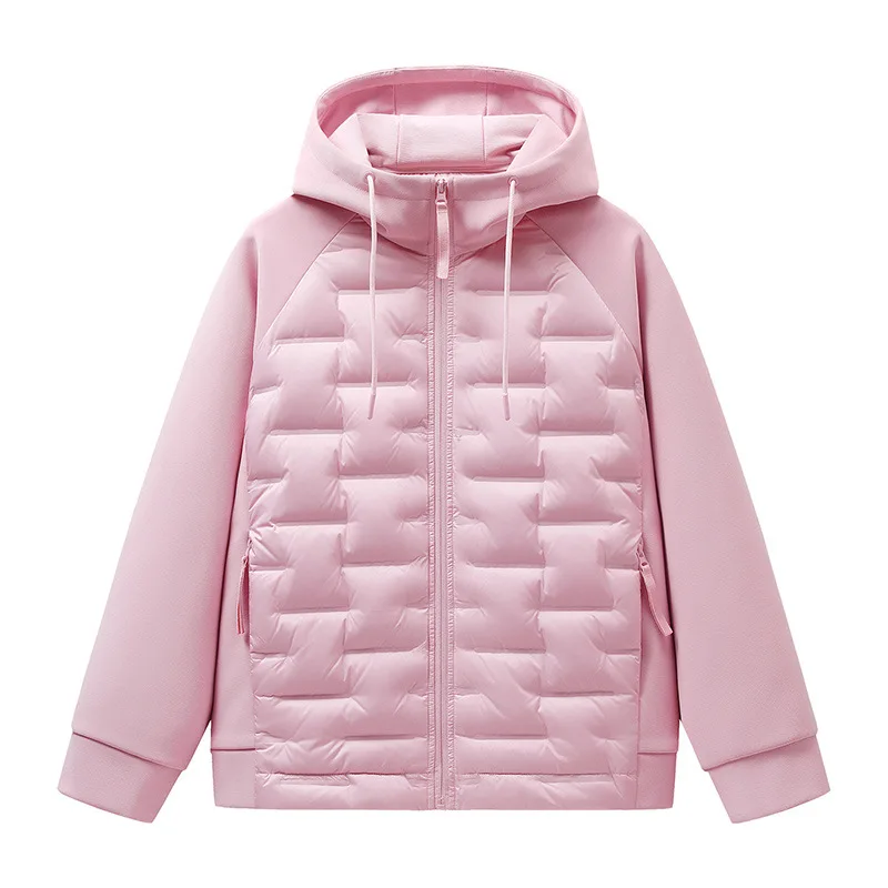 Nuova felpa sportiva patchwork lavorata a maglia per uomo e donna, piumino leggero con pile, cappotto caldo ed elegante